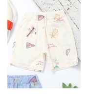 サマーモチーフ総柄刺繍ハーフパンツ  5分丈