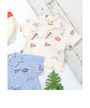 サマーモチーフ総柄刺繍シャツ
