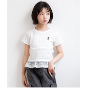 【puchily プチプラライン】レースドッキングドットT