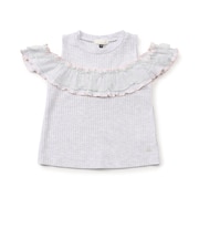 WEB限定  2way肩あきチュール配色トップス