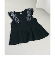 WEB限定 ワッフルフリルチュールトップス