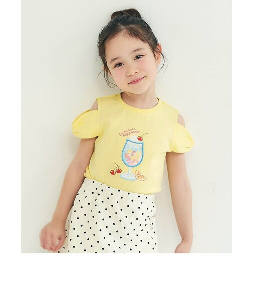 リボンオフショルサマーモチーフTシャツ