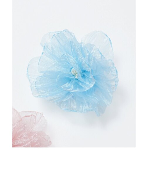 チュールお花ヘアクリップ