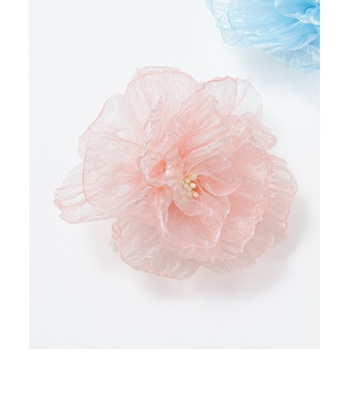 チュールお花ヘアクリップ