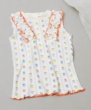 ノースリーブワッフルフリルTシャツ