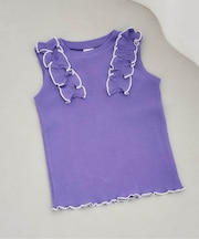 ノースリーブワッフルフリルTシャツ