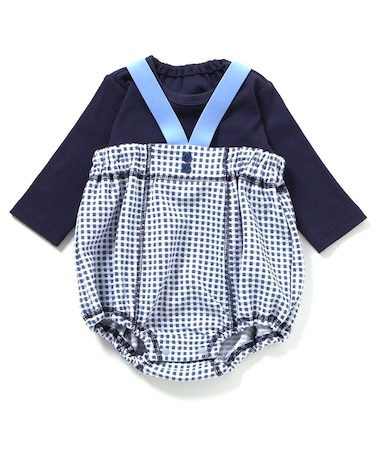 【2Pセット】ジャガードサロペット&長袖インナー