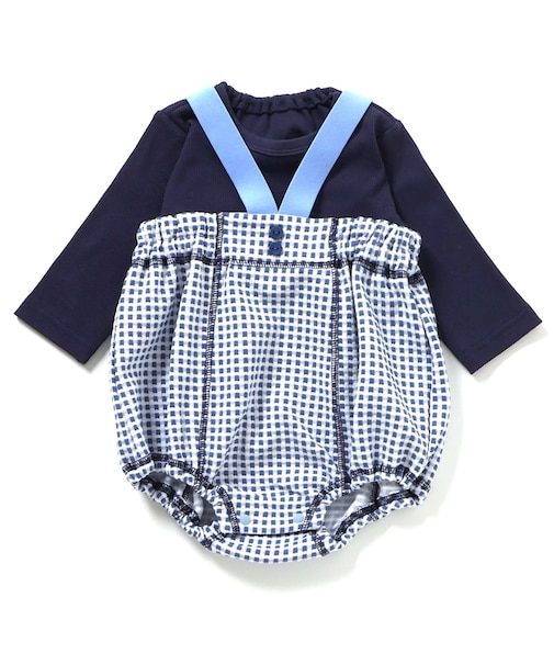 【2Pセット】ジャガードサロペット&長袖インナー