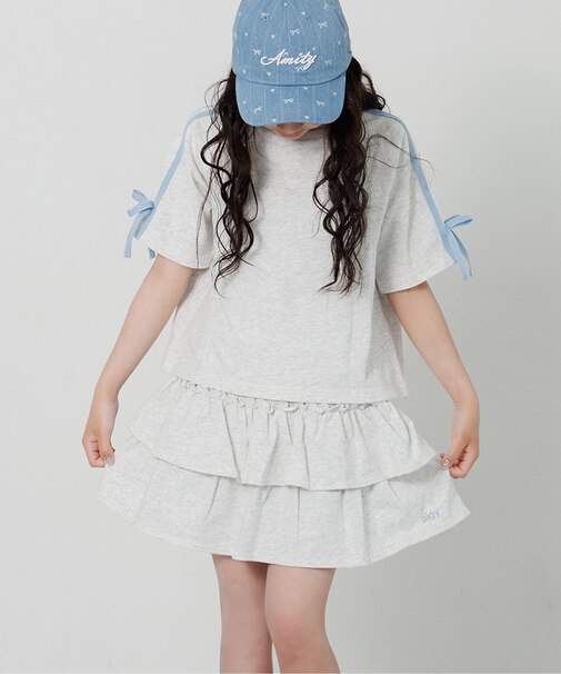 ラメミニ裏毛Tシャツ＆スカパンセット