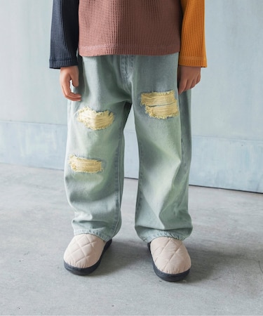 ダメージデニムパンツ  10分丈