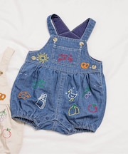 線画刺繍ベビーサロペット