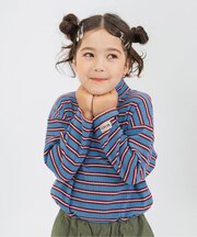 ハイネックリブボーダーTシャツ