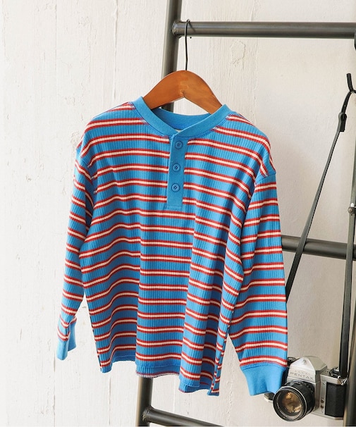 【リンク】ヘンリーネックマルチボーダーTシャツ