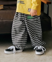 ワッフル配色ステッチ刺繍パンツ