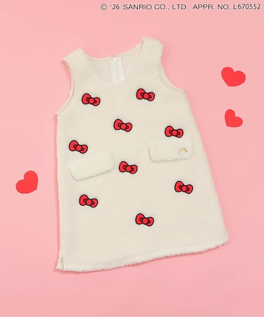 【サンリオキャラクターズ】ハローキティ リボン刺繍ジャンスカ