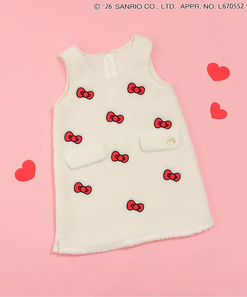 【サンリオキャラクターズ】ハローキティ リボン刺繍ジャンスカ