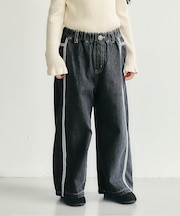 ラインレースデニムパンツ 10分丈
