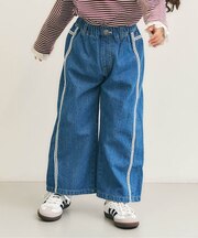 ラインレースデニムパンツ 10分丈