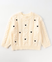 刺繍ケーブルニット