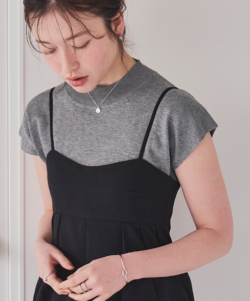 ベーシックフレンチスリーブライトニット