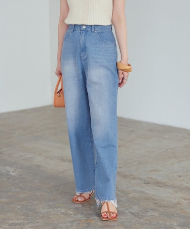 カットオフワイドデニムパンツ