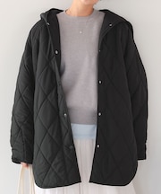 フーデットキルティングショートコート