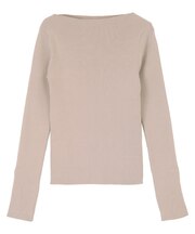 ボートネックゴールド釦デザインニット