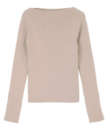 ボートネックゴールド釦デザインニット