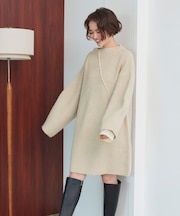 ビッグシルエットミニ丈ニットワンピース