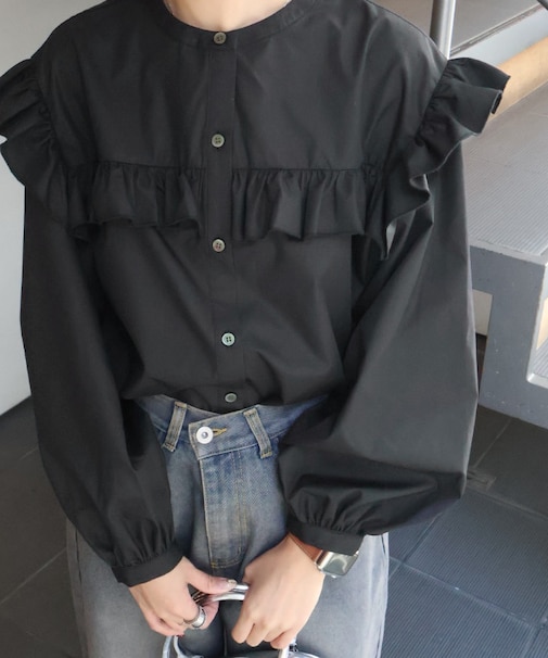 ボリュームスリーブフリルブラウス