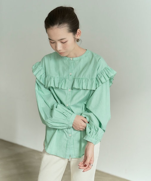 ボリュームスリーブフリルブラウス