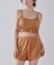 ワッフル素材レースアップビキニ/水着セット