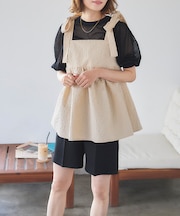 ふくれジャガードリボントップス