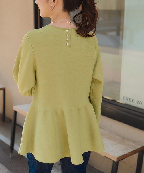 バックパールデザインニットトップス