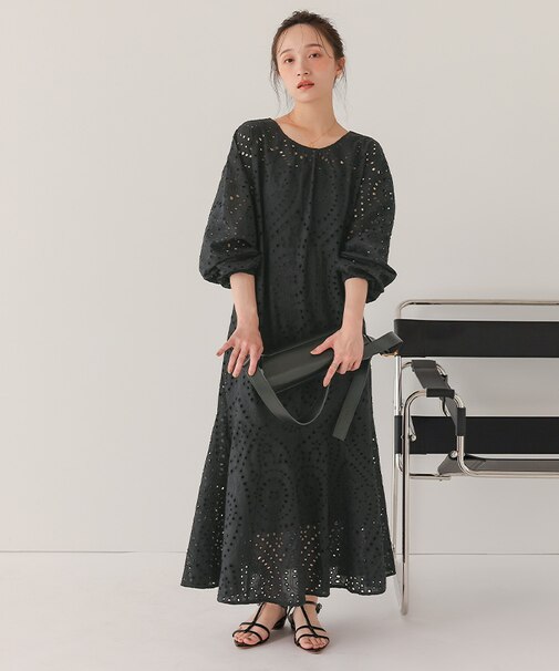 前後2way長袖コットンレースワンピース