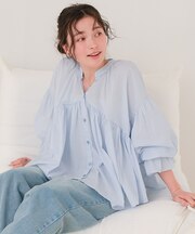 キャンディースリーブギャザーブラウス