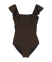 ショルダーフリルスクエアネックワンピース/水着