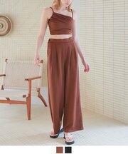 マキシ丈バックゴムワイドパンツ