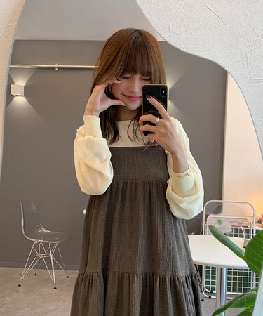 クルーネックルーズシアーニットトップス