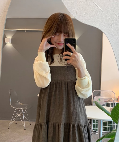 クルーネックルーズシアーニットトップス