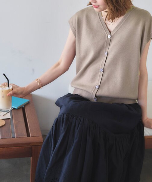 前後2wayフレンチスリーブニット