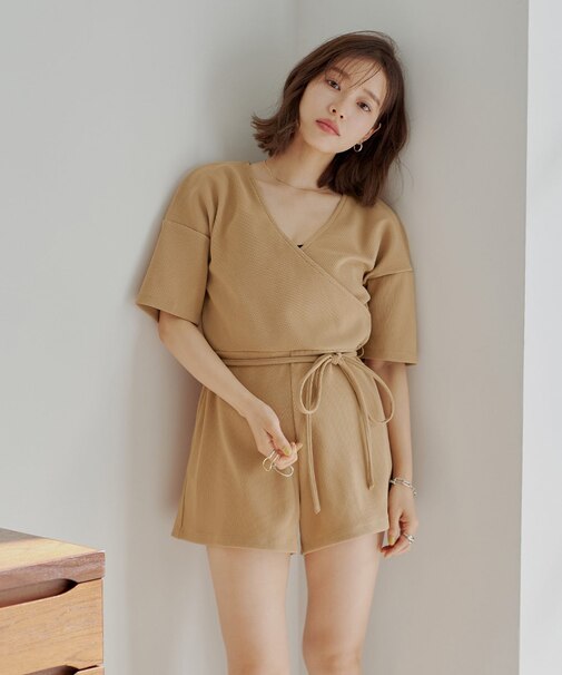 半袖カシュクールオールインワン/ラッシュガード