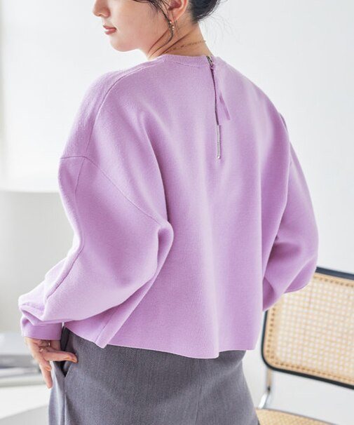 バックファスナーデザインコクーンスリーブニット