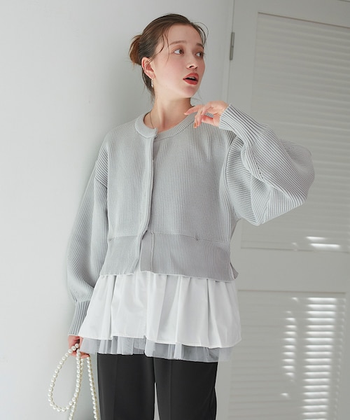 フクレジャガードニットカーディガン｜グレースコンチネンタルの通販