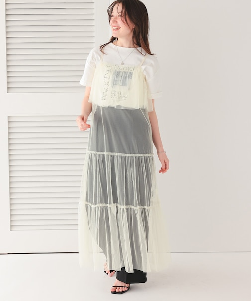 チュールフリルキャミワンピース