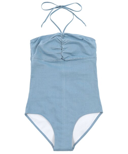 ホルターネックシンプルデニムワンピース/水着