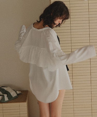 バックフリルデザインシャツ/ラッシュガード