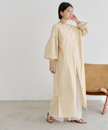 2wayボリュームパフスリーブシャツワンピース