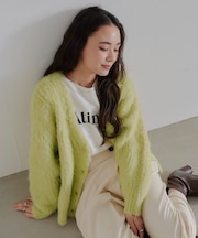 モヘアライクVネックシャギーニットカーディガン