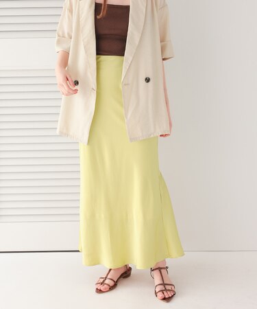 切替デザインサテンスカート